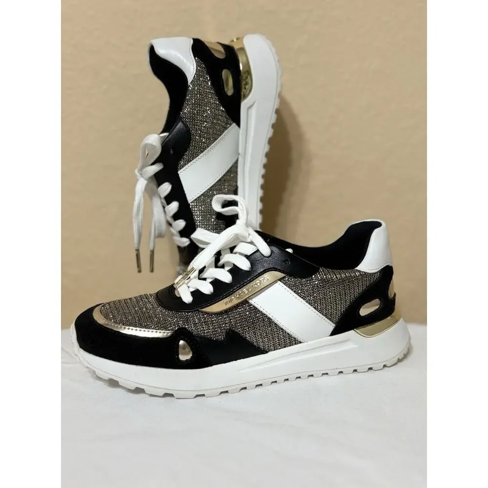 Michael Kors Womens Monroe Trainer Glitter Chain Mesh Sneakers Size US 6 M New